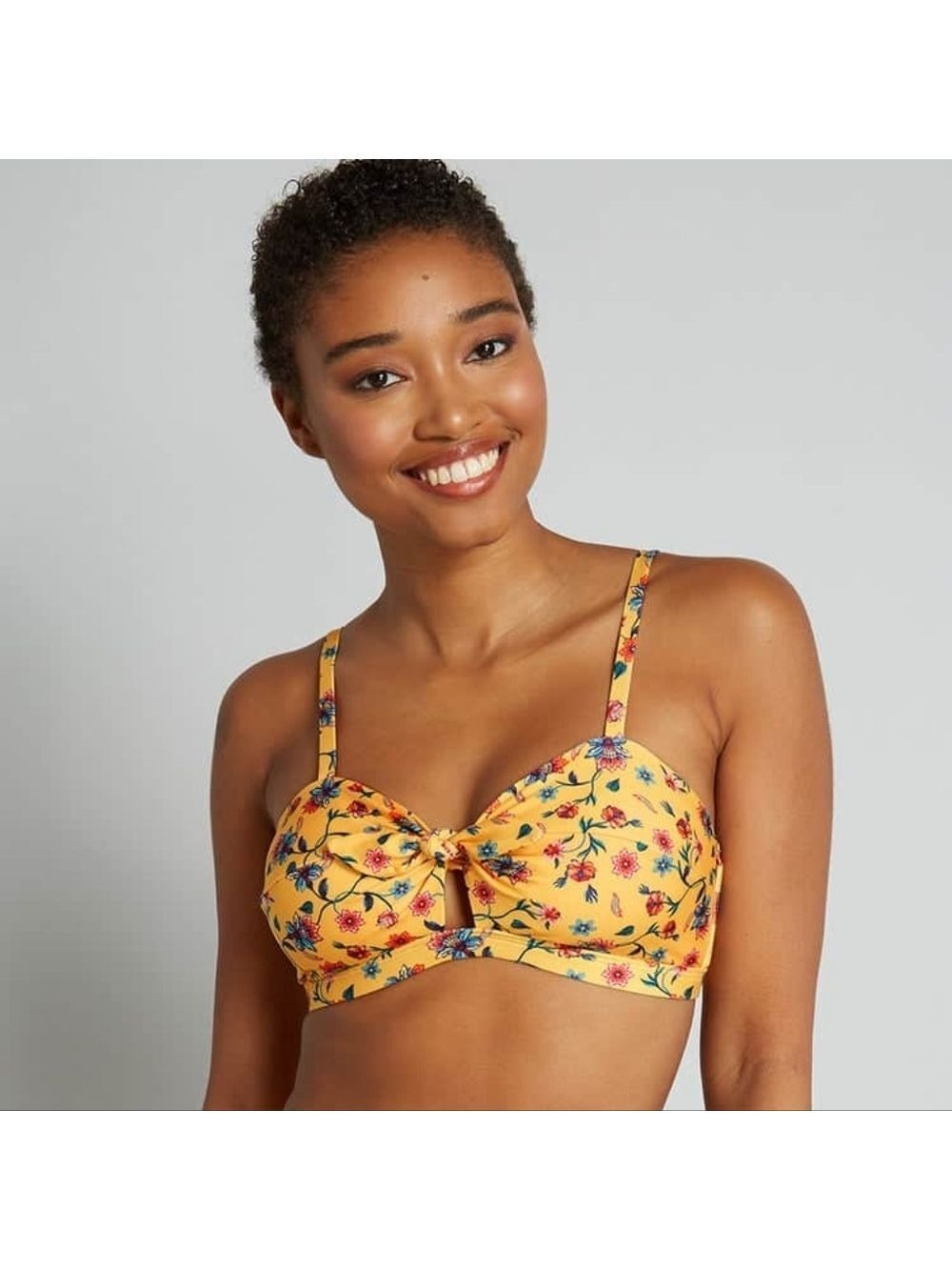 ModCloth Santa Barbara Saturdays Bikini Top Yellow Floral Print